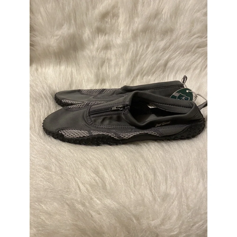 Just Speed Water Shoes Mens Size 11 Gray Front Zip Beach Wear